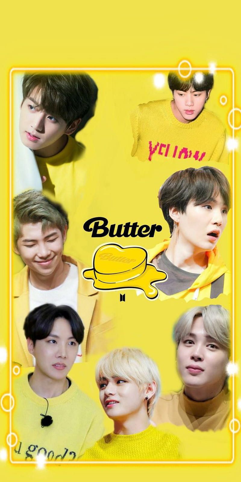 Butter BTS, army, love, k-pop, black, yellow, HD phone wallpaper