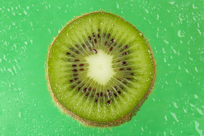 kiwi, fruit, slice, macro, green, HD wallpaper