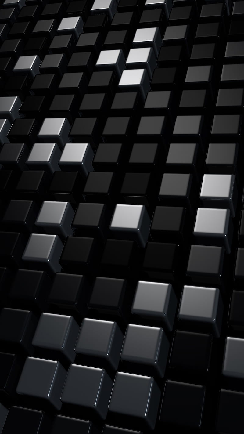 Cubes 3d, abstract, art, black silver, HD phone wallpaper