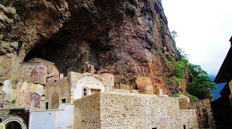 sumela monastry (panagia), mountain, constructions, trabzon provinz, the frescoes, history, HD wallpaper