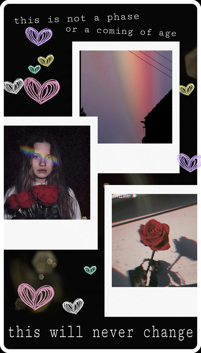 Pride , aesthetic, girl in red, lesbian, lgbt, polaroid, rainbow, HD phone wallpaper