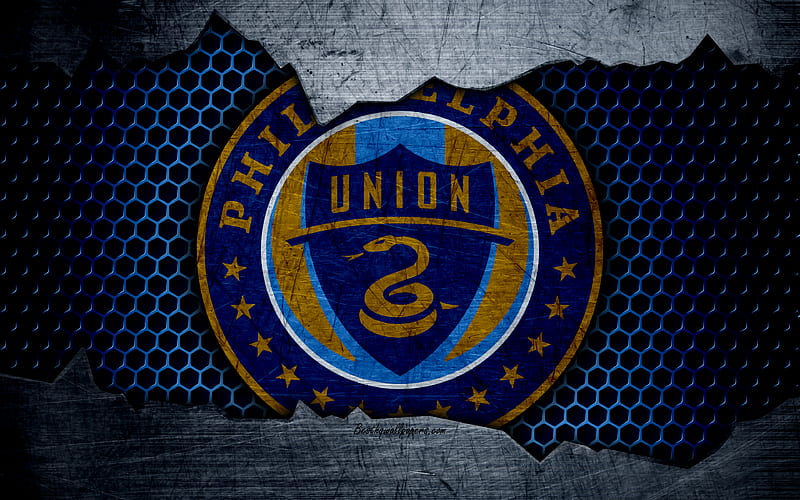 Philadelphia Union logo, MLS, soccer, Eastern Conference, football club, USA, grunge, metal texture, Philadelphia Union FC, HD wallpaper