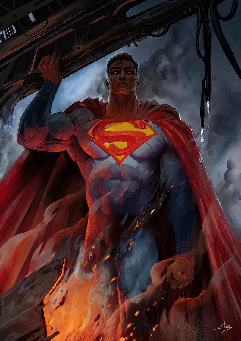 superhero, artwork, Superman, red eyes, HD phone wallpaper