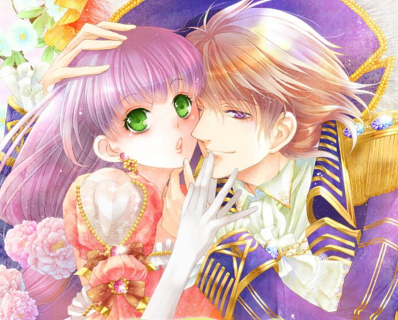 (:♡Love So Sweet♡:), pretty, cg, green eyes, women, sweet, floral, nice, partner, love, anime, royalty, handsome, beauty, anime girl, gems, jewel, realistic, long hair, romance, gown, purple hair, amour, blonde, sexy, jewelry, short hair, cute, lover, maiden, dress, divine, adore, bonito, woman, elegant, blossom, gemstone, purple eye, hot, couple, gorgeous, female, male, romantic, blonde hair, boy, girl, flower, passion, petals, pink hair, lady, HD wallpaper
