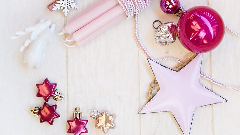 Snowflake Stars Bauble Candle Christmas Ornaments Pink Reindeer Snowflake, HD wallpaper