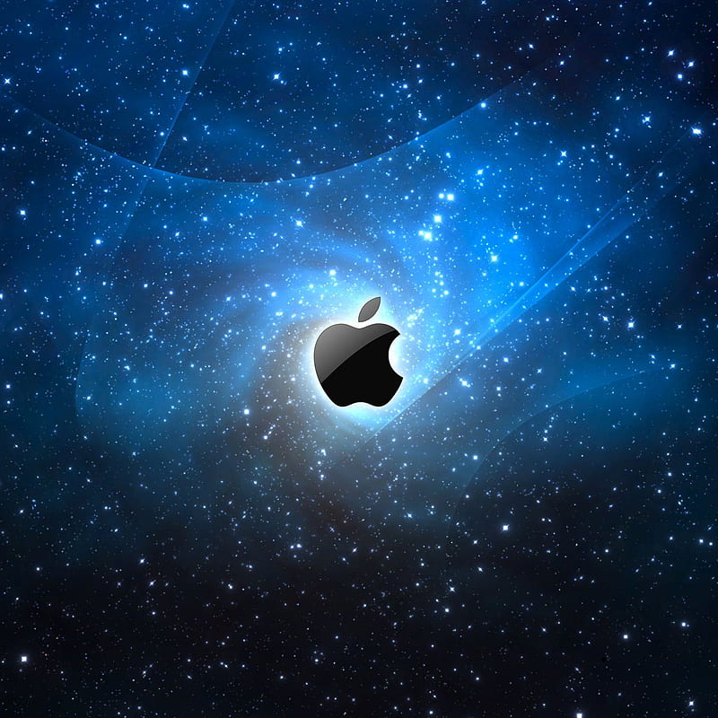 Space Apple abstract, awesome, blue, earth, galaxy logo, star, HD phone wallpaper