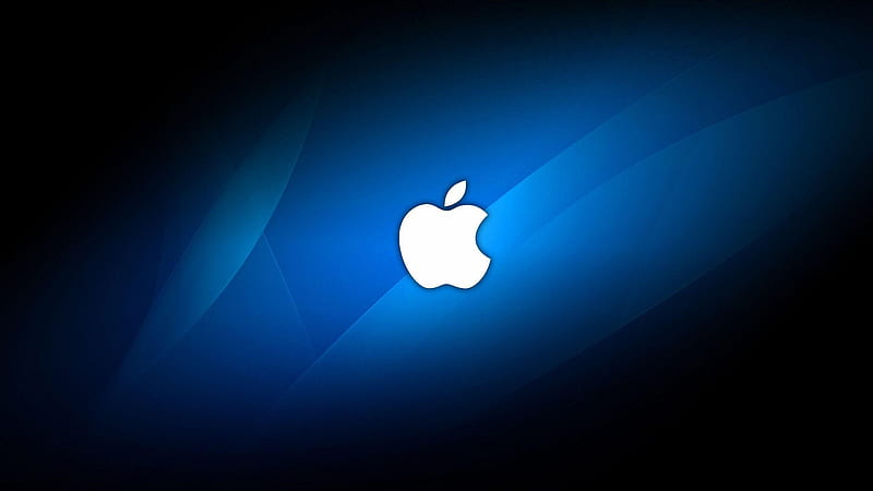 White Apple Logo In Blue Background Apple, HD wallpaper