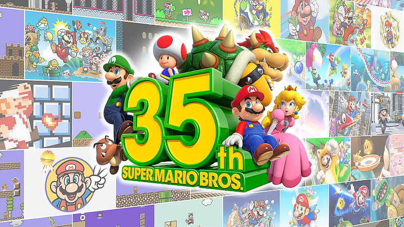 Mario, Super Mario Bros., Bowser, Goomba, Luigi, Princess Peach, Toad (Mario), HD wallpaper