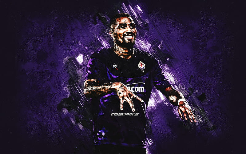 Kevin-Prince Boateng, ACF Fiorentina, german soccer player, portrait, purple stone background, Serie A, Italy, football, Boateng Fiorentina, HD wallpaper