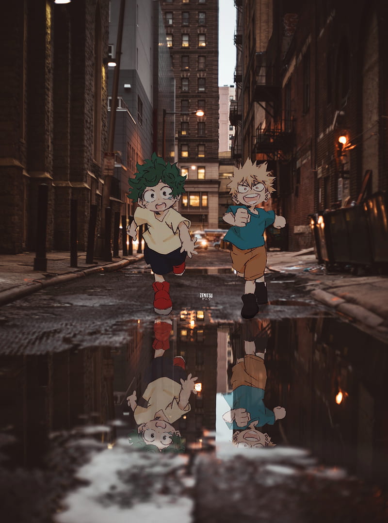 midoriya and katsuki, anime, boko no hero academy, bokonoheroacademy, boku no hero, boku no hero academy, bokunoheroacademy, izukumidoriya, katsukibakugou, HD phone wallpaper