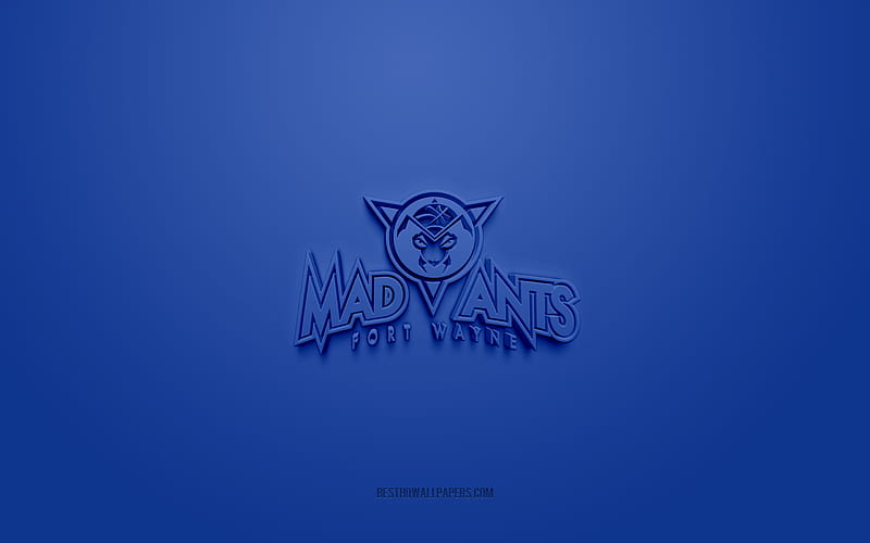 Fort Wayne Mad Ants, creative 3D logo, blue background, NBA G League, 3d emblem, American Basketball Club, Indiana, USA, 3d art, basketball, Fort Wayne Mad Ants 3d logo, HD wallpaper