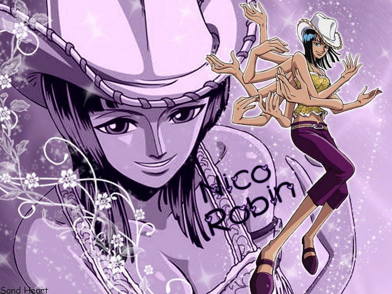 Nico Robin, Purple, One Piece, White, Flower, HD wallpaper