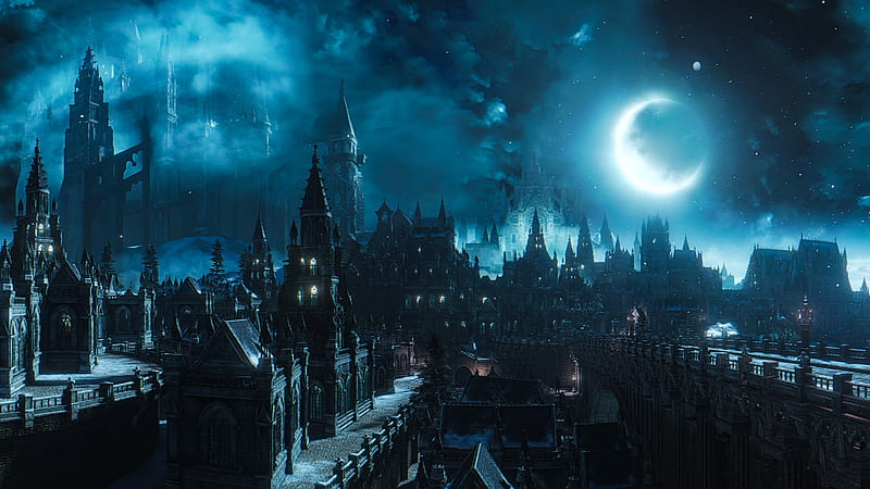 Dark Souls Dark Souls III City Moon Night Games, HD wallpaper