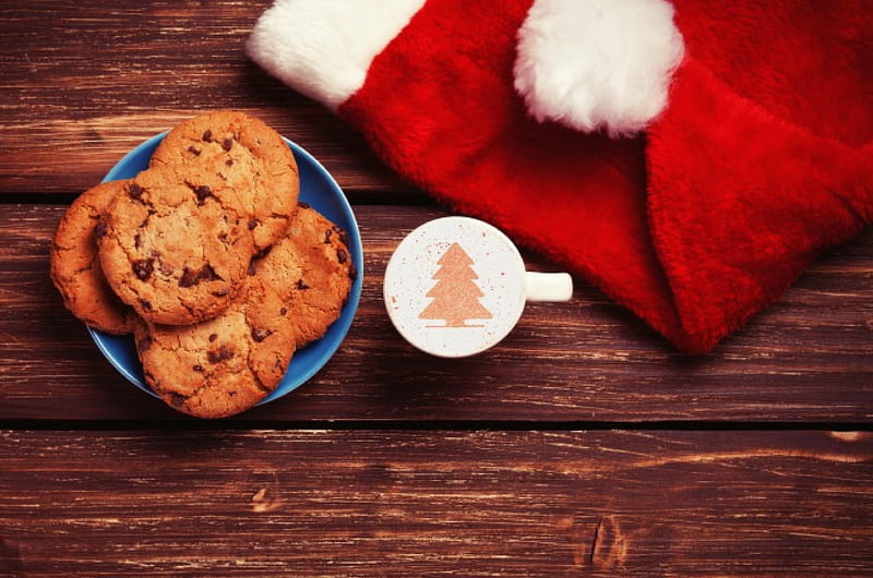 Christmas cookies, Christmas, Christmas tree, for Santa, holiday, Merry Christmas, biscuits, Happy New Year, cool, chocolate milk, HD wallpaper