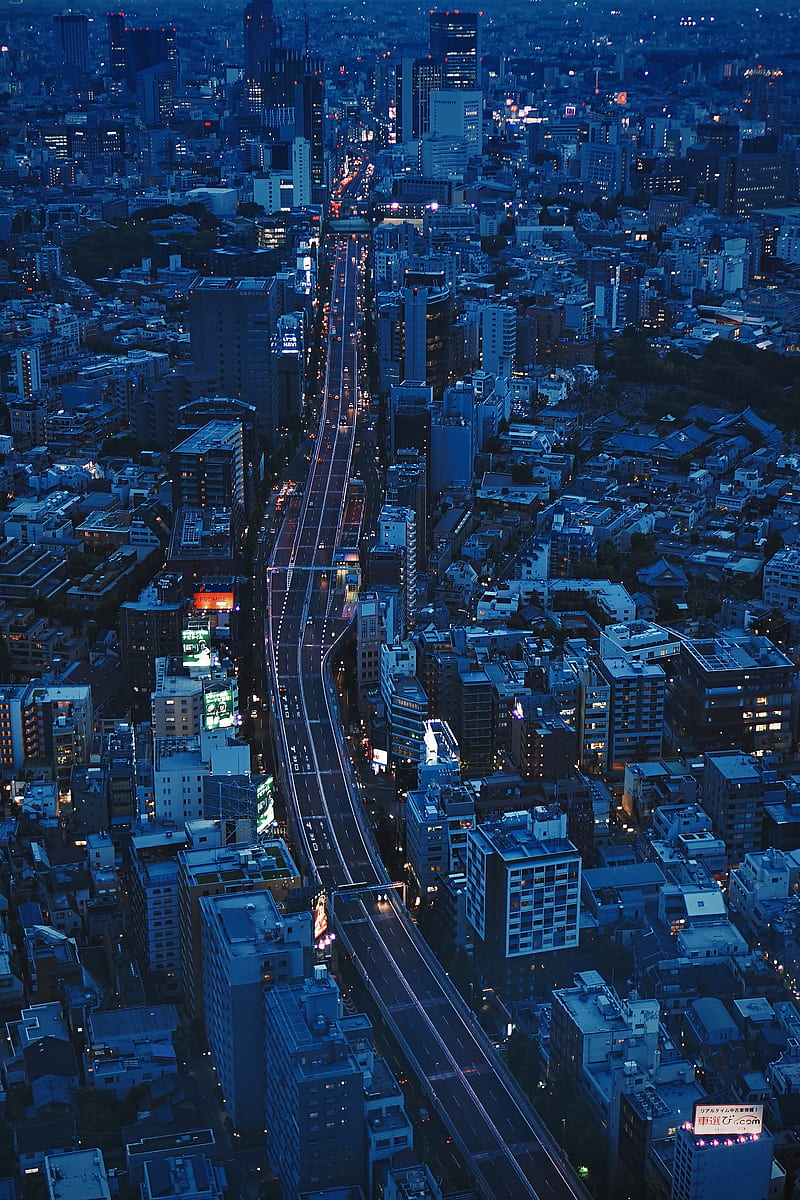 city, aerial view, evening, architecture, overview, tokyo, japan, HD phone wallpaper