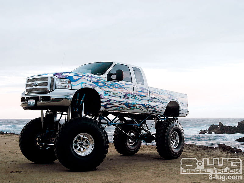 Not Confused, lifted, truck, white, ford, HD wallpaper