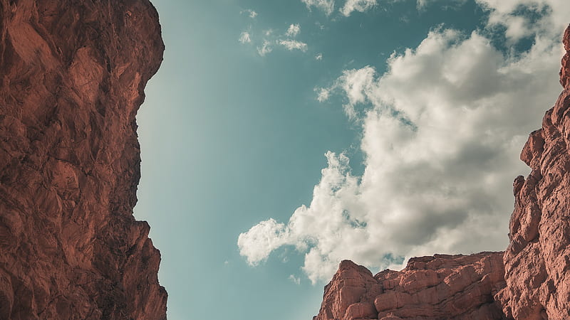 brown rock formation under blue sky and white clouds during daytime, HD wallpaper