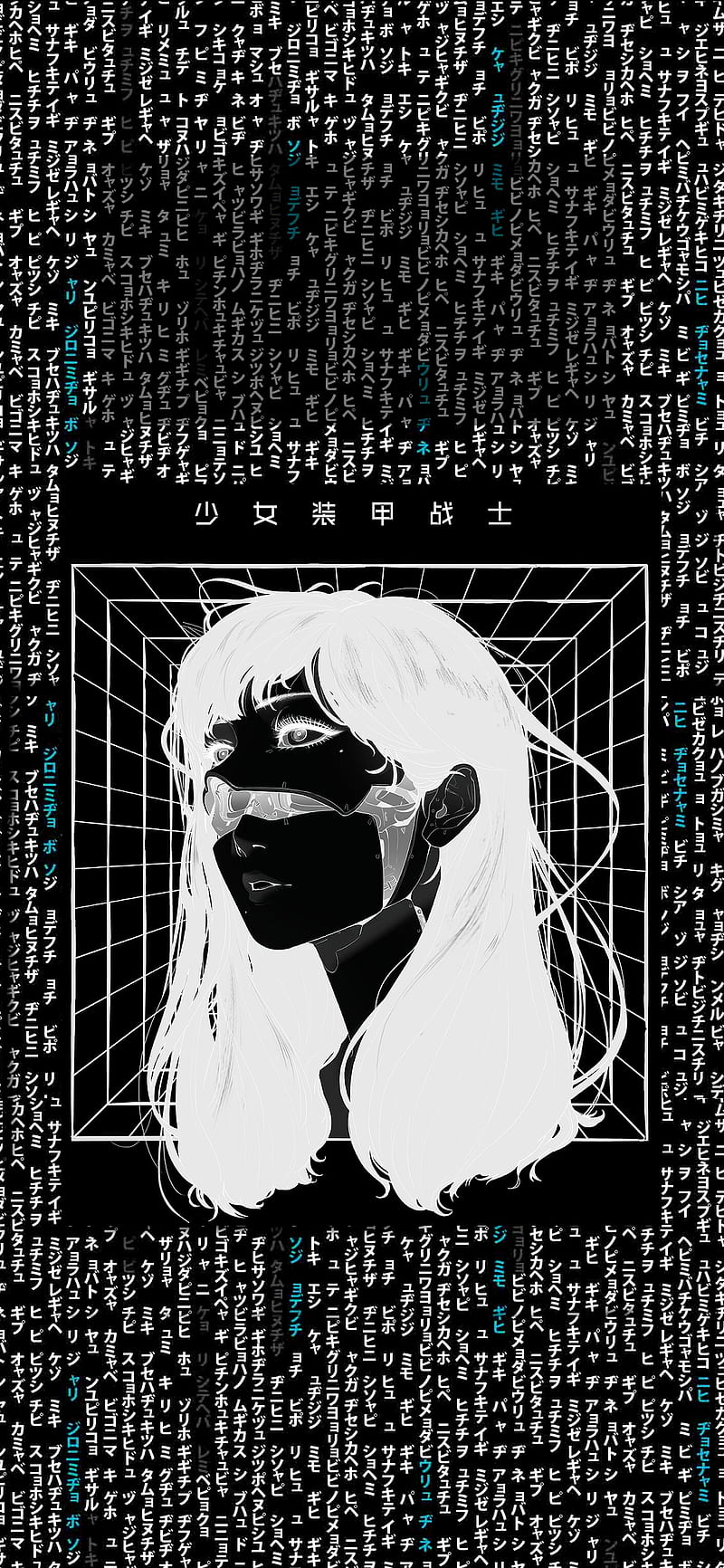 cyberpunk, Japanese characters, cyborg, women, Gharliera, HD phone wallpaper