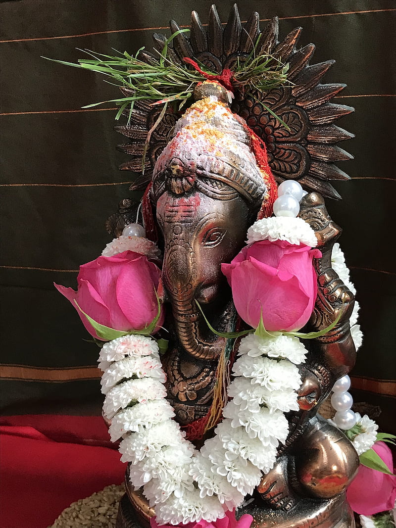 Ganesh lord, flowers god, spiritual, HD phone wallpaper | Peakpx