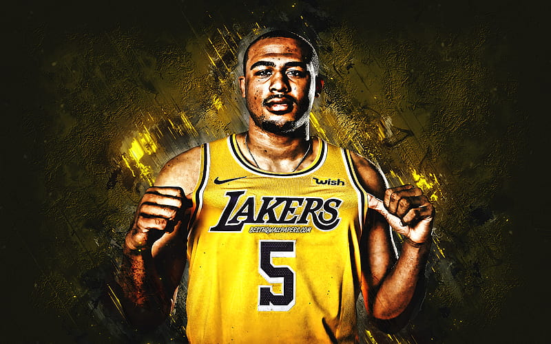 Talen Horton, NBA, Los Angeles Lakers, yellow stone background, American Basketball Player, portrait, USA, basketball, Los Angeles Lakers players, HD wallpaper
