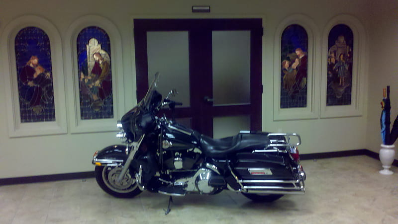 Harley Davidson, church, motor, cycle, harley, HD wallpaper