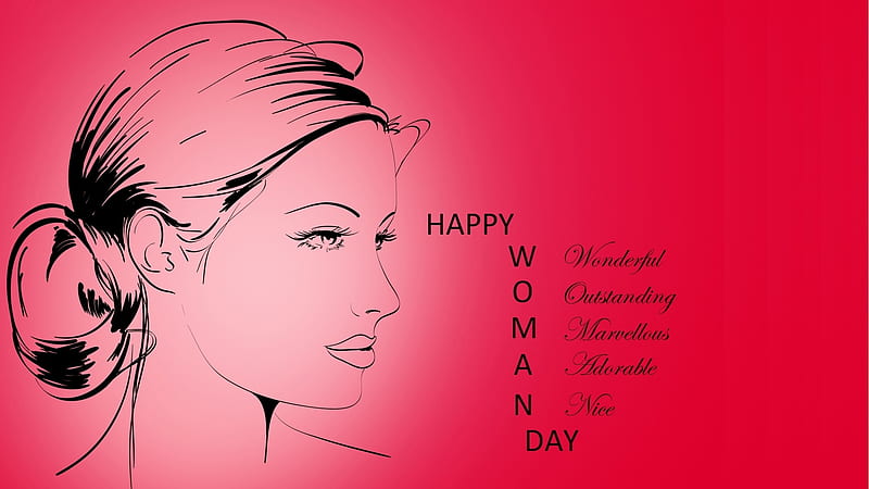 Happy Women's Day!, red, quote, black, day, woman, word, card, HD wallpaper
