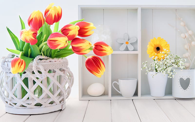 graphy, Still Life, Basket, Bouquet, Flower, Tulip, HD wallpaper