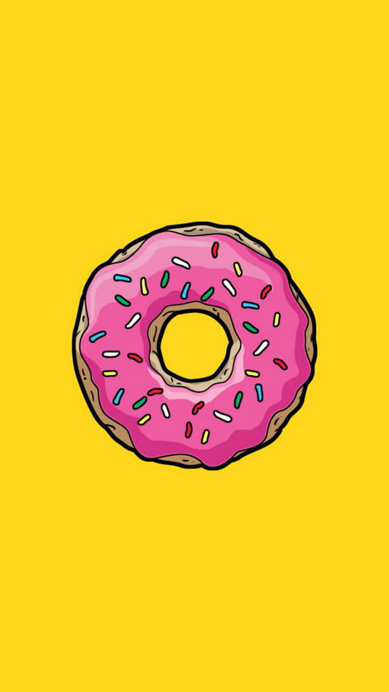 The Simpsons, bart, dough, doughnut, food, frosting, homer, lisa, maggie, marge, pink, snack, sugar, sweet, treat, yellow, HD phone wallpaper