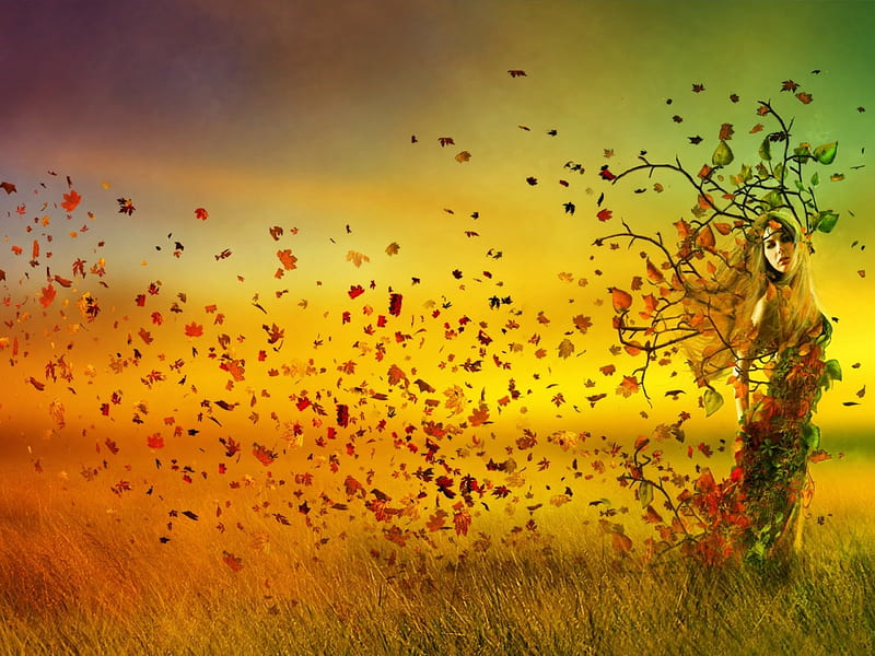 Autumn Lady, fall, autumn, warm, 3d and cg, abstract, godess, seasons,  fantasy, HD wallpaper | Peakpx