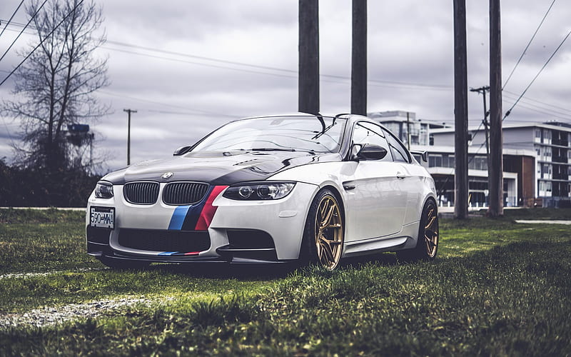 BMW M3, tuning BMW, M Sports, Bronze Wheels, BMW E92, HD wallpaper
