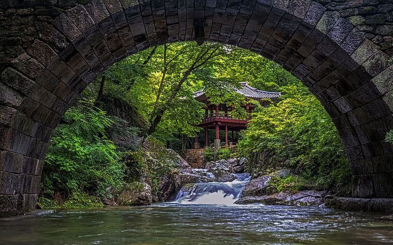 Seonam Temple Jogyesan Provincial Park River Korea Bing, HD wallpaper