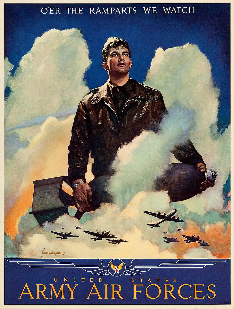World War II, US Air Force, US Army, poster, HD phone wallpaper