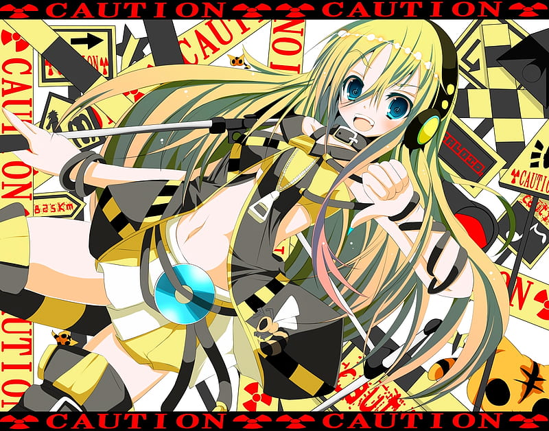 Lily (Vocaloid), vocaloid, yellow hair, anime, lily, headphones, blue ...