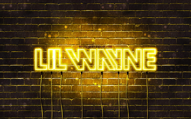 Lil Wayne yellow logo superstars, american singer, yellow brickwall, Lil Wayne logo, Dwayne Michael Carter, Lil Wayne, music stars, Lil Wayne neon logo, HD wallpaper