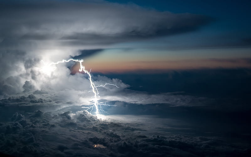 lightning, clouds, thunderstorm, night, sky, natural phenomenon, HD wallpaper
