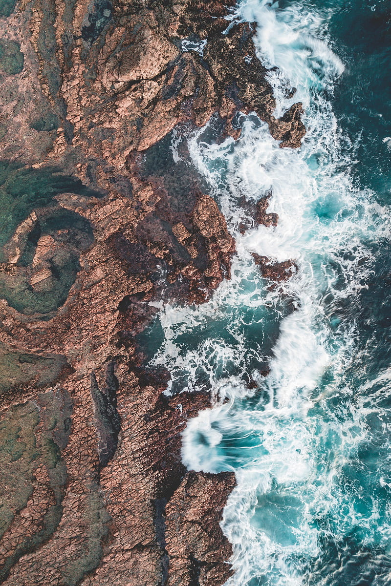 nature, water, aerial view, sea, coast, vertical, HD phone wallpaper