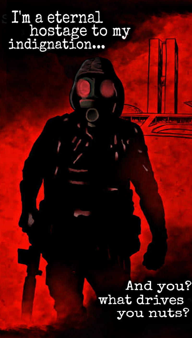 O Doutrinador 06, hero, red, gas mask, smoke, anti hero, brazil, corruption, doctrinaire, HD phone wallpaper