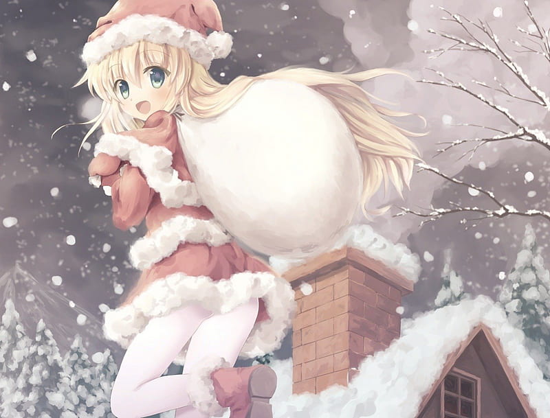 4K, picture-in-picture, anime girls, Christmas, anime, anime boys, Santa  hats, HD Wallpaper | Rare Gallery