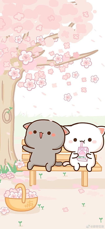 Kawaii cat, neko, mignon, cute, chat, HD phone wallpaper