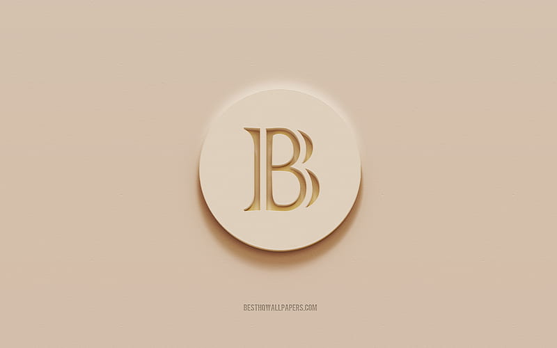 BlackCoin logo, brown plaster background, BlackCoin 3d logo, cryptocurrency, BlackCoin emblem, 3d art, BlackCoin, HD wallpaper