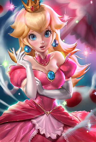 Princesa Peach, draw, princesa, princess, videojuegos, HD phone wallpaper