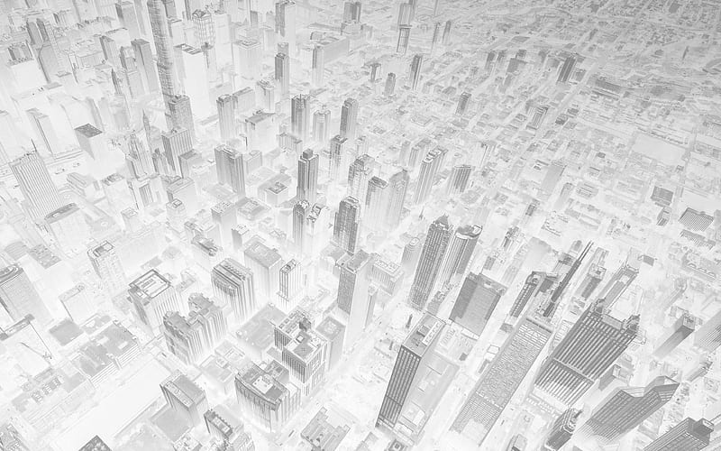 chicago, city, skyview, building, architecture, blocks, white, bw, HD wallpaper