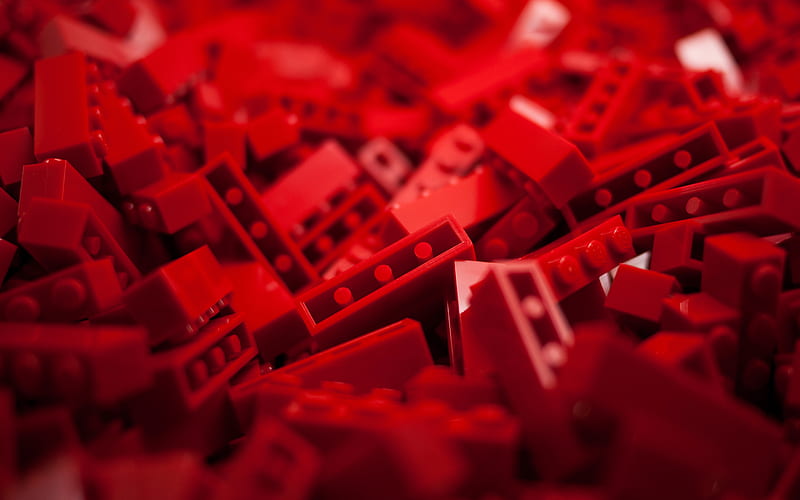 Lego Macro Red abstract toys ., HD wallpaper