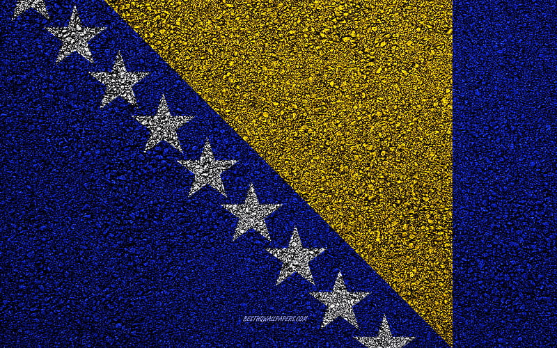 Flag of Bosnia and Herzegovina, asphalt texture, flag on asphalt, Bosnia and Herzegovina flag, Europe, Bosnia and Herzegovina, flags of european countries, HD wallpaper