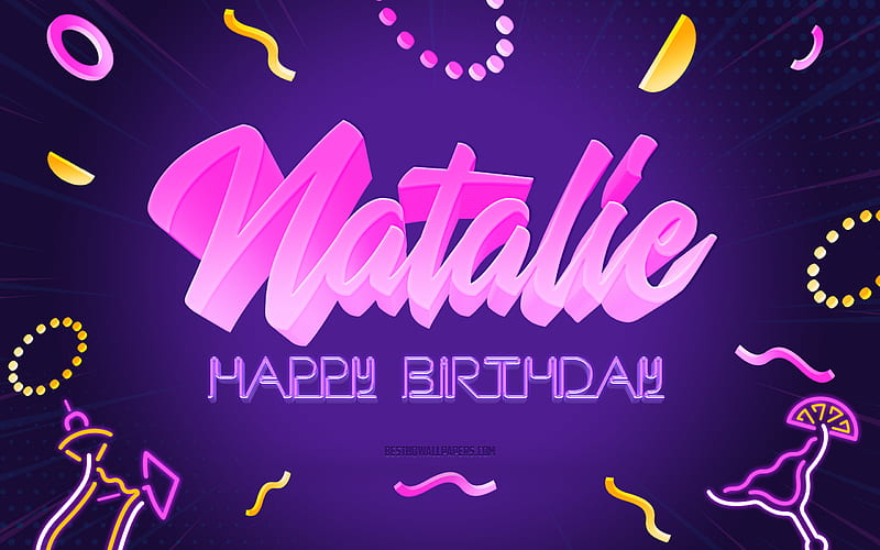 Happy Birtay Natalie Purple Party Background, Natalie, creative art, Happy Natalie birtay, Natalie name, Natalie Birtay, Birtay Party Background, HD wallpaper