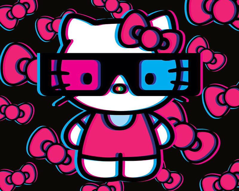 Hello Kitty 3d, hello, cute, 3d, kitty, HD wallpaper
