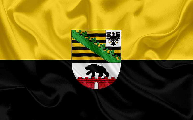 Flag of Saxony Anhalt, Land of Germany, flags of German Lands, Saxony Anhalt, States of Germany, silk flag, Federal Republic of Germany, HD wallpaper