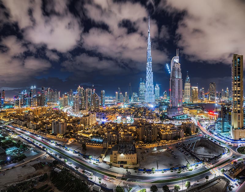 Cities, Night, City, Skyscraper, Building, Light, Dubai, United Arab Emirates, HD wallpaper
