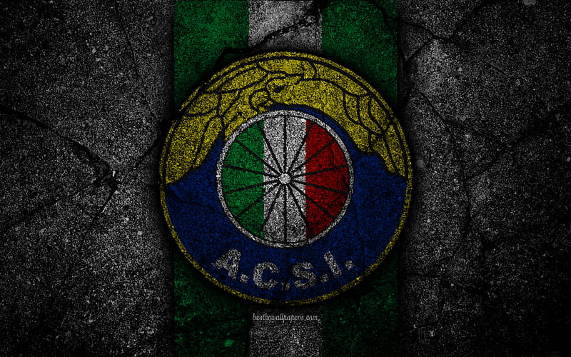 Audax Italiano FC, emblem, Chilean Primera Division, soccer, black stone, football club, Chile, Audax Italiano, logo, asphalt texture, FC Audax Italiano, HD wallpaper