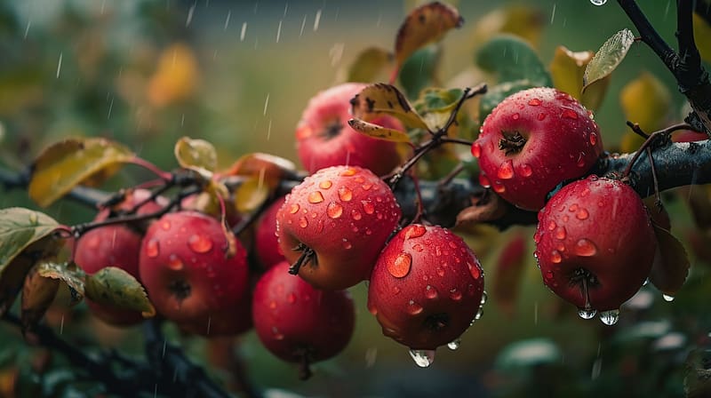 ❦, Apples, Leaves, Harvest, Drops, HD wallpaper